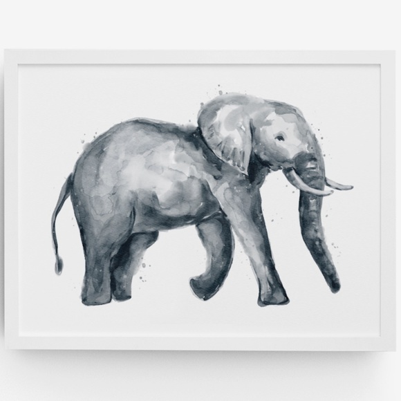 Wall Art Cute Watercolor Elephant Portrait Print Unframed - Picture 7 of 7